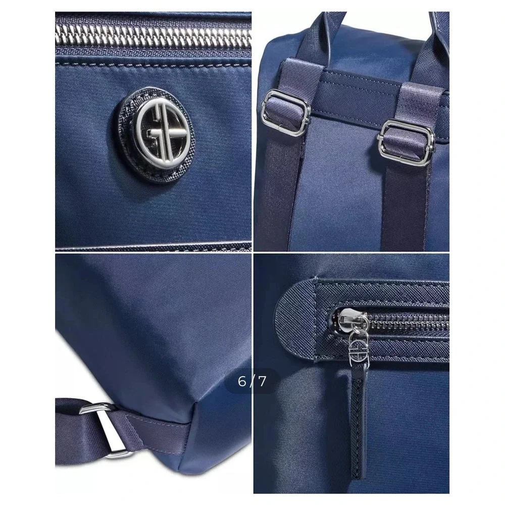 Giani Bernini Backpack‎ Convertible Shoulder Bag Double Zip Navy Blue